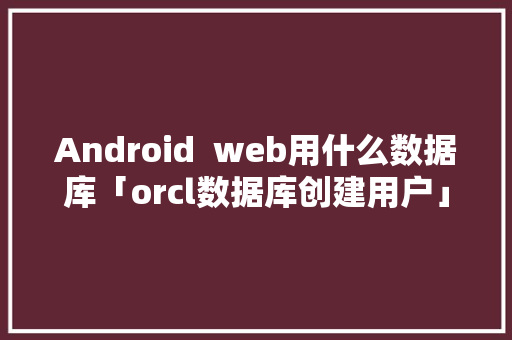 Android  web用什么数据库「orcl数据库创建用户」 Android  web用什么数据库「orcl数据库创建用户」 SEO教程