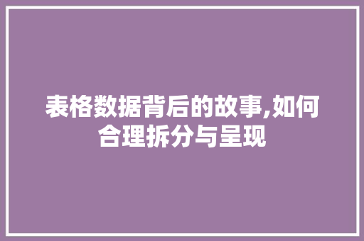 表格数据背后的故事,如何合理拆分与呈现