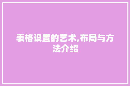 表格设置的艺术,布局与方法介绍