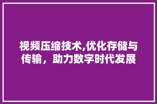 视频压缩技术,优化存储与传输，助力数字时代发展