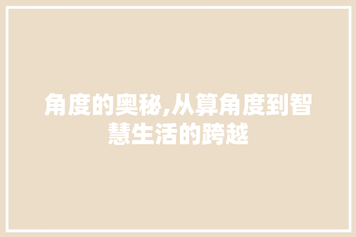 角度的奥秘,从算角度到智慧生活的跨越 WordPress教程