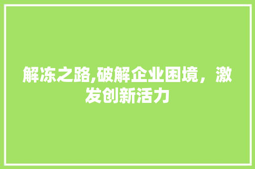 解冻之路,破解企业困境，激发创新活力 WordPress教程