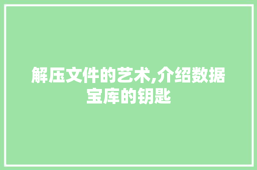 解压文件的艺术,介绍数据宝库的钥匙