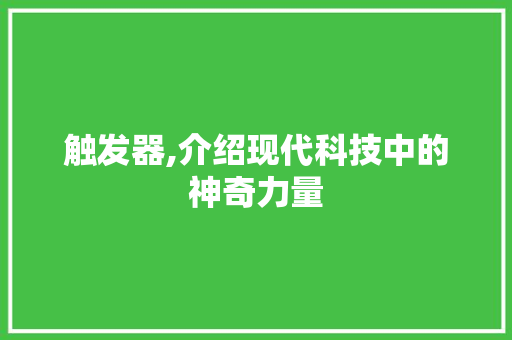 触发器,介绍现代科技中的神奇力量