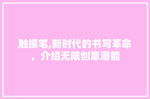 触摸笔,新时代的书写革命，介绍无限创意潜能