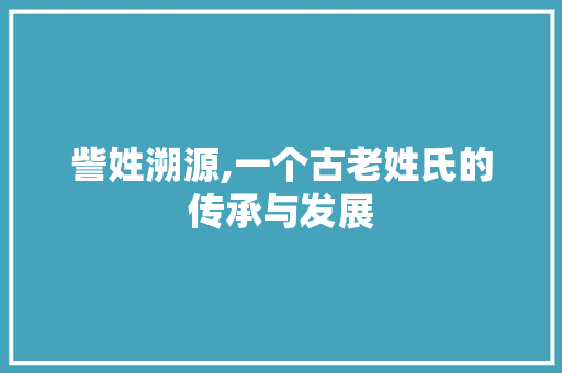 訾姓溯源,一个古老姓氏的传承与发展