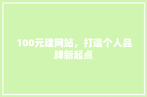 100元建网站，打造个人品牌新起点 100元建网站，打造个人品牌新起点 SEO教程