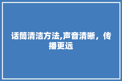 话筒清洁方法,声音清晰，传播更远