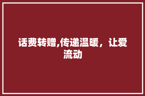 话费转赠,传递温暖，让爱流动