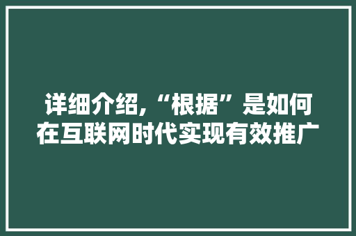 详细介绍,“根据”是如何在互联网时代实现有效推广的
