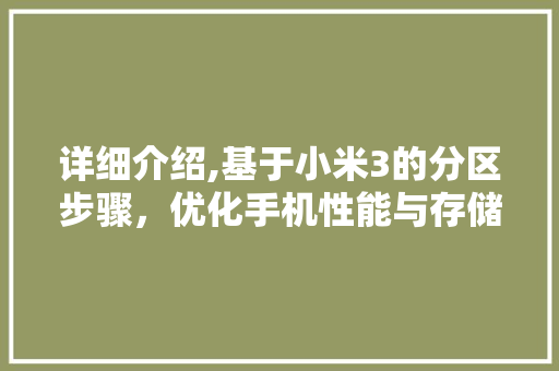 详细介绍,基于小米3的分区步骤，优化手机性能与存储空间