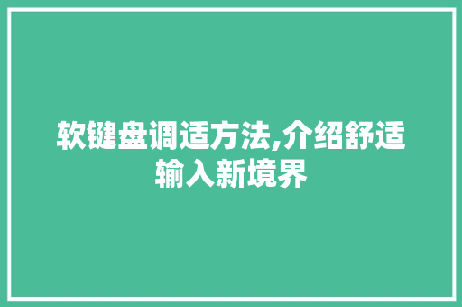 软键盘调适方法,介绍舒适输入新境界 Web前端