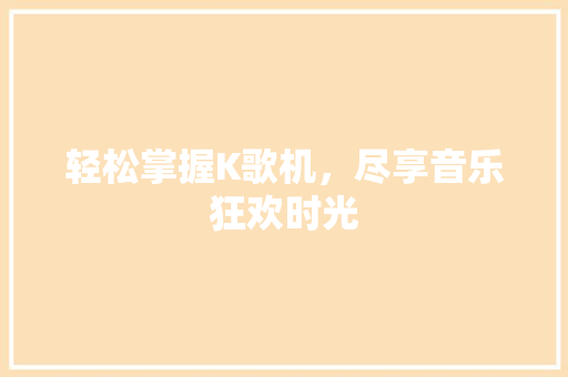 轻松掌握K歌机，尽享音乐狂欢时光 WordPress教程
