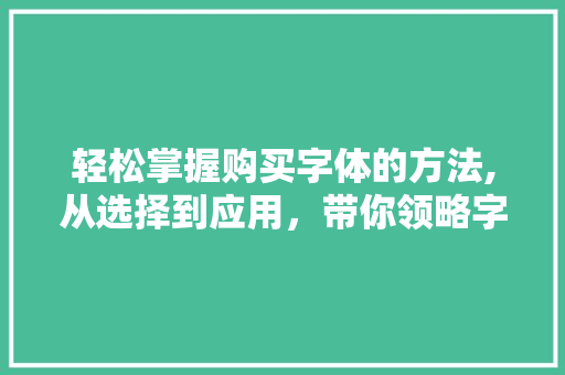 轻松掌握购买字体的方法,从选择到应用，带你领略字体之美