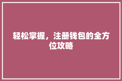 轻松掌握，注册钱包的全方位攻略 SEO教程