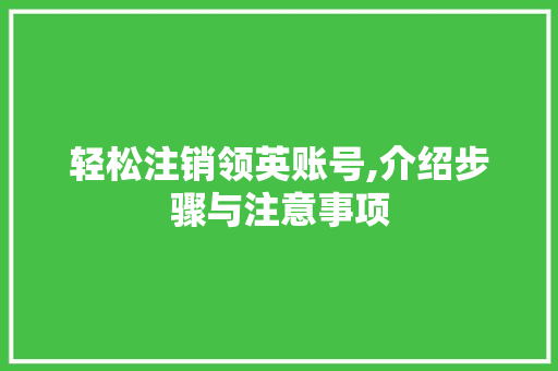 轻松注销领英账号,介绍步骤与注意事项