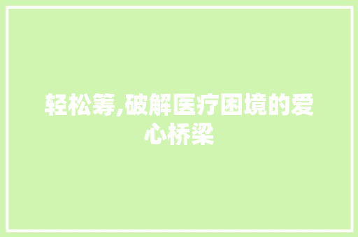 轻松筹,破解医疗困境的爱心桥梁