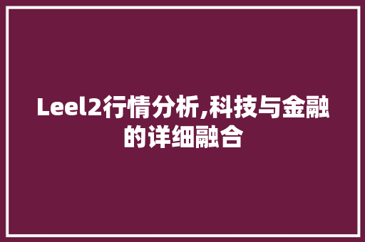 Leel2行情分析,科技与金融的详细融合