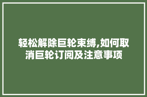 轻松解除巨轮束缚,如何取消巨轮订阅及注意事项 SEO教程