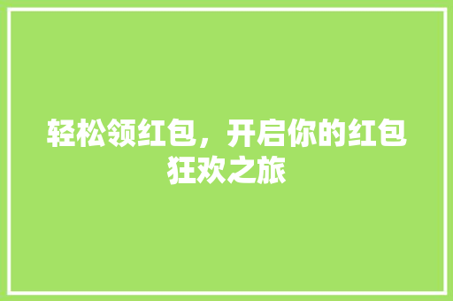 轻松领红包，开启你的红包狂欢之旅