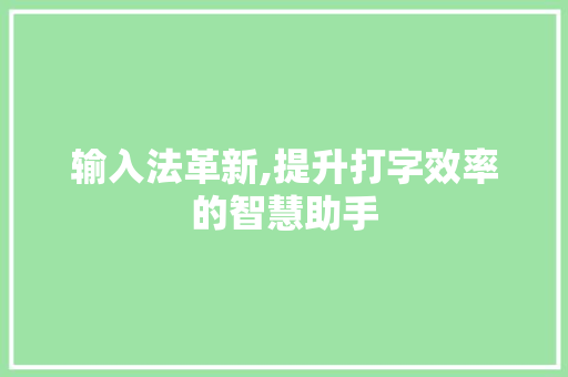 输入法革新,提升打字效率的智慧助手