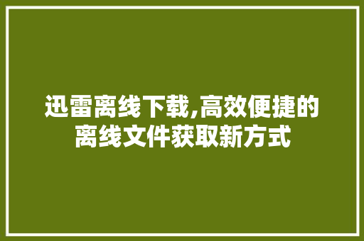 迅雷离线下载,高效便捷的离线文件获取新方式 友链在线