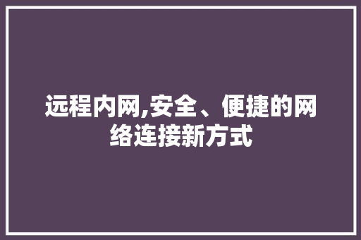 远程内网,安全、便捷的网络连接新方式