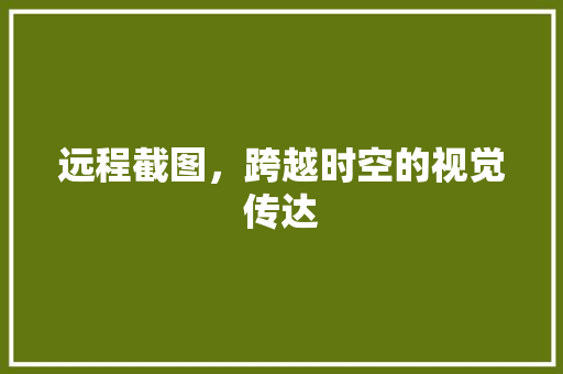 远程截图，跨越时空的视觉传达