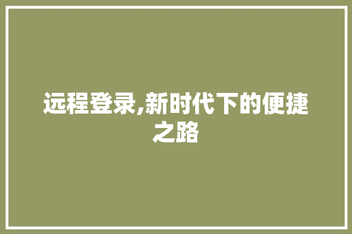 远程登录,新时代下的便捷之路