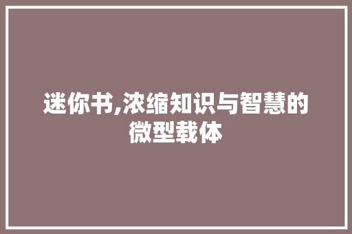 迷你书,浓缩知识与智慧的微型载体 服务器/数据库