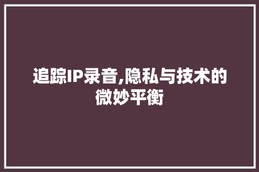 追踪IP录音,隐私与技术的微妙平衡