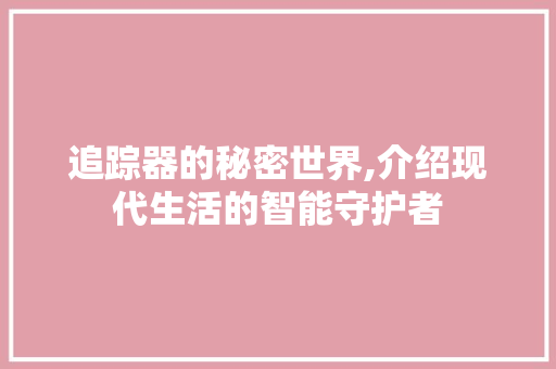 追踪器的秘密世界,介绍现代生活的智能守护者