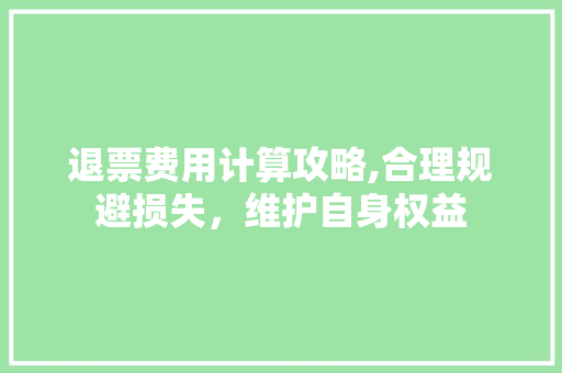 退票费用计算攻略,合理规避损失，维护自身权益