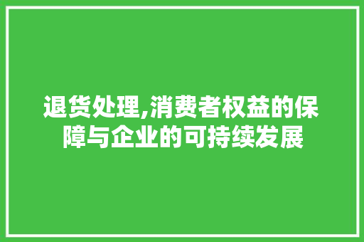退货处理,消费者权益的保障与企业的可持续发展