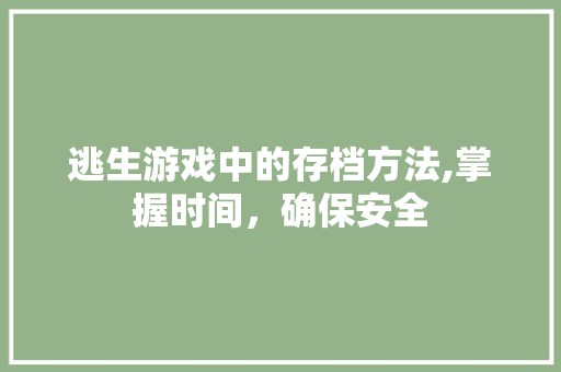 逃生游戏中的存档方法,掌握时间，确保安全