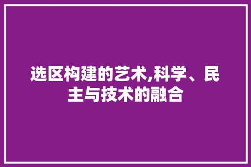 选区构建的艺术,科学、民主与技术的融合