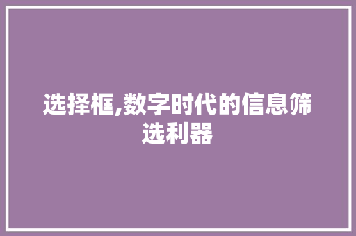 选择框,数字时代的信息筛选利器