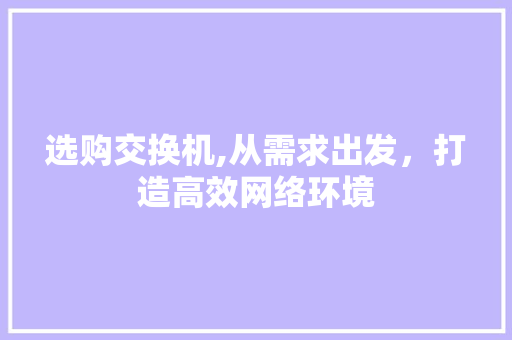 选购交换机,从需求出发，打造高效网络环境