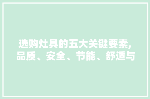 选购灶具的五大关键要素,品质、安全、节能、舒适与美观 Web前端