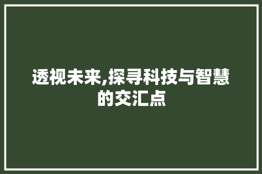 透视未来,探寻科技与智慧的交汇点