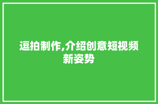 逗拍制作,介绍创意短视频新姿势