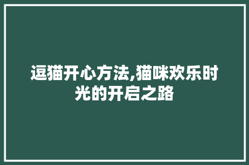 逗猫开心方法,猫咪欢乐时光的开启之路