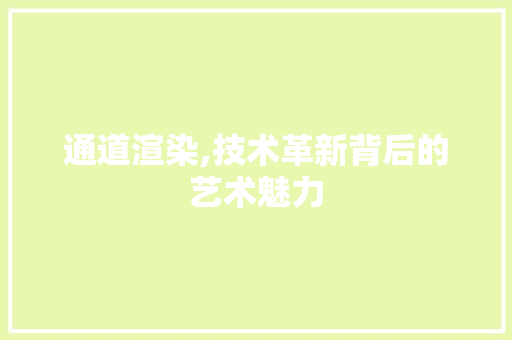 通道渲染,技术革新背后的艺术魅力
