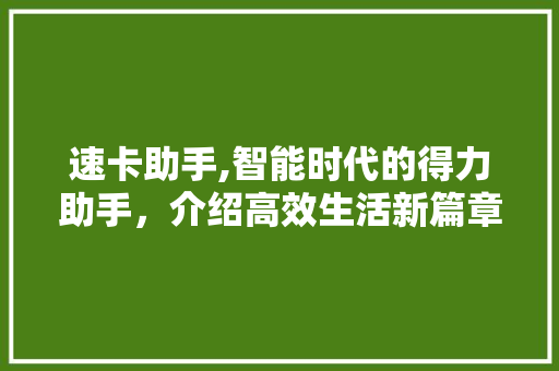 速卡助手,智能时代的得力助手，介绍高效生活新篇章
