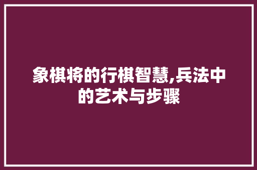 象棋将的行棋智慧,兵法中的艺术与步骤 WordPress教程