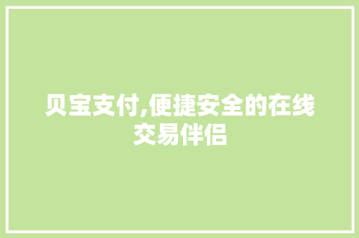 贝宝支付,便捷安全的在线交易伴侣
