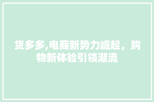 货多多,电商新势力崛起，购物新体验引领潮流