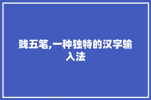贱五笔,一种独特的汉字输入法