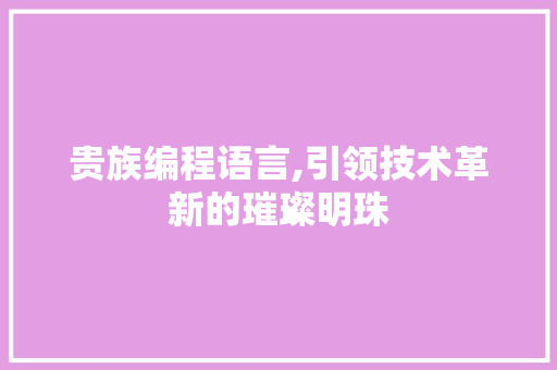 贵族编程语言,引领技术革新的璀璨明珠