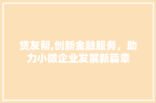 贷友帮,创新金融服务，助力小微企业发展新篇章 服务器/数据库
